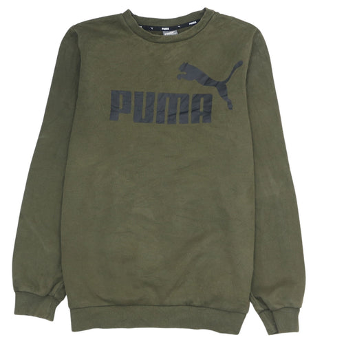 Puma Boys Khaki Green Crew Neck Sweatshirt XL 14-15 Years Logo Graphic