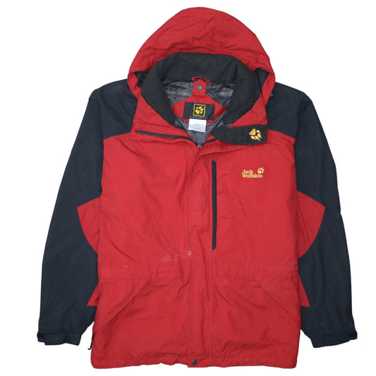 Jack Wolfskin Men Red Waterproof Hooded Parka Jacket Size M