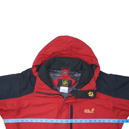 Jack Wolfskin Men Red Waterproof Hooded Parka Jacket Size M
