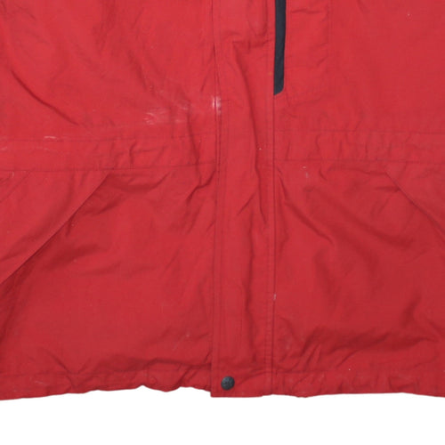 Jack Wolfskin Men Red Waterproof Hooded Parka Jacket Size M