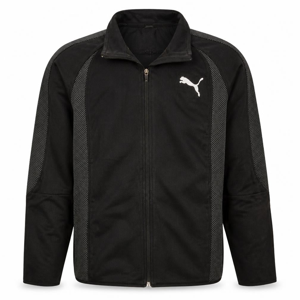 Front view of Puma Men's Black Small Track Jacket Full Zip Activewear