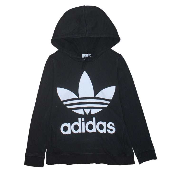 Adidas Women's Black Logo Pullover Hoodie Size 8 Regular Fit