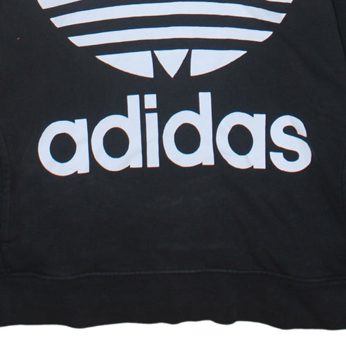 Adidas Women's Black Logo Pullover Hoodie Size 8 Regular Fit