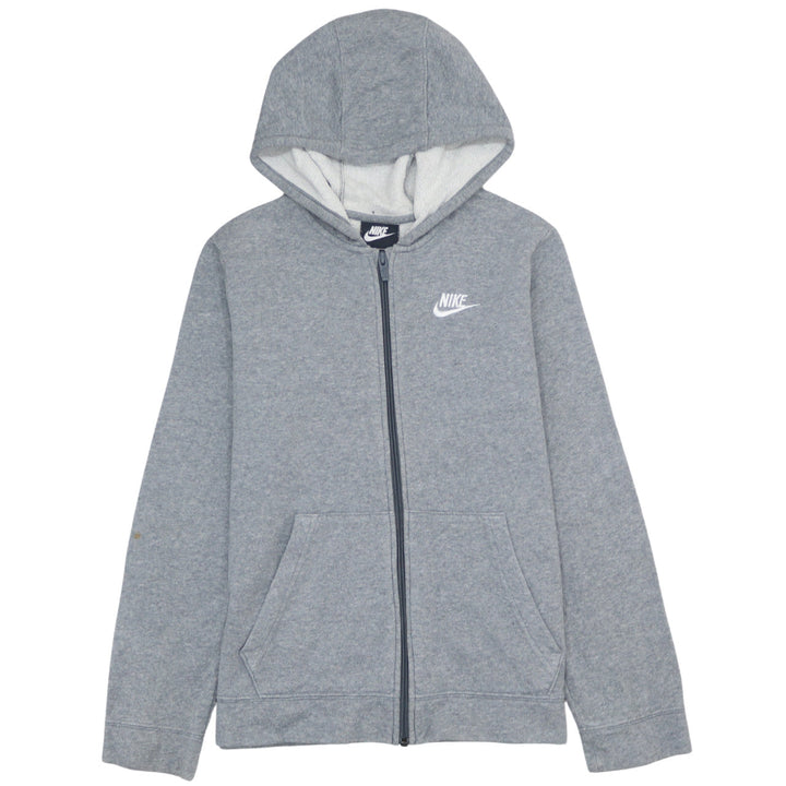 Nike Boys Grey Full Zip Fleece Hoodie Size 158cm Classic Sportswear