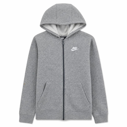 Nike Boys Grey Full Zip Fleece Hoodie Size 158cm Classic Sportswear