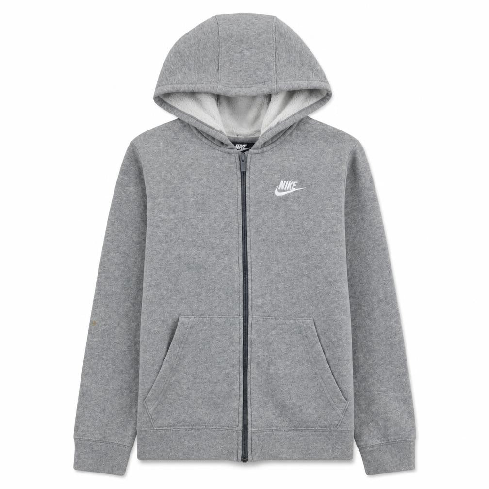 Nike Boys Grey Full Zip Fleece Hoodie Size 158cm Classic Sportswear