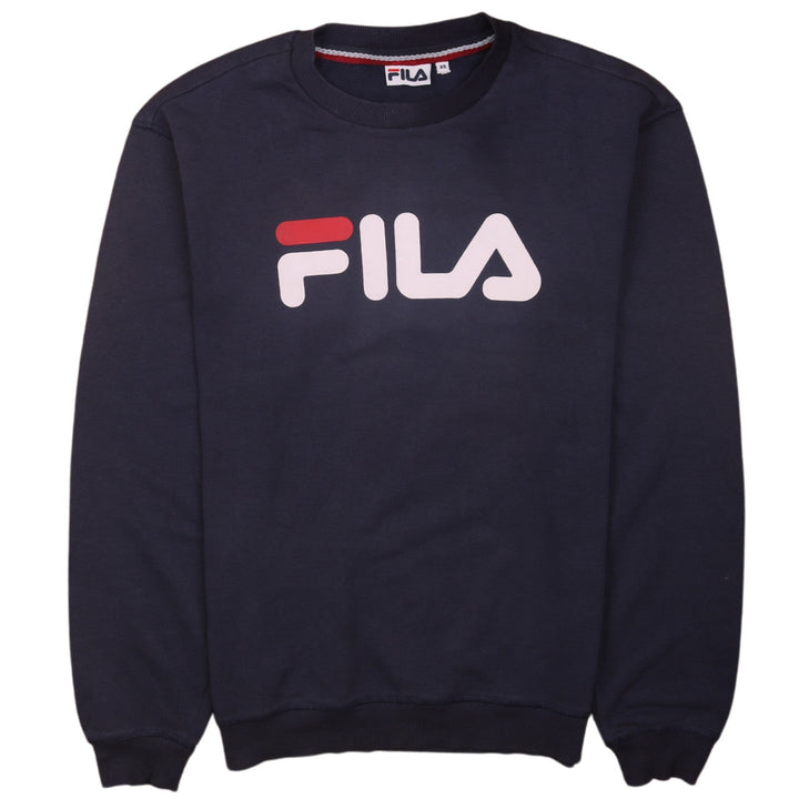 FILA Men's Blue Crew Neck Pullover Logo Sweatshirt XS