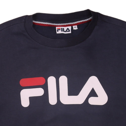 FILA Men's Blue Crew Neck Pullover Logo Sweatshirt XS