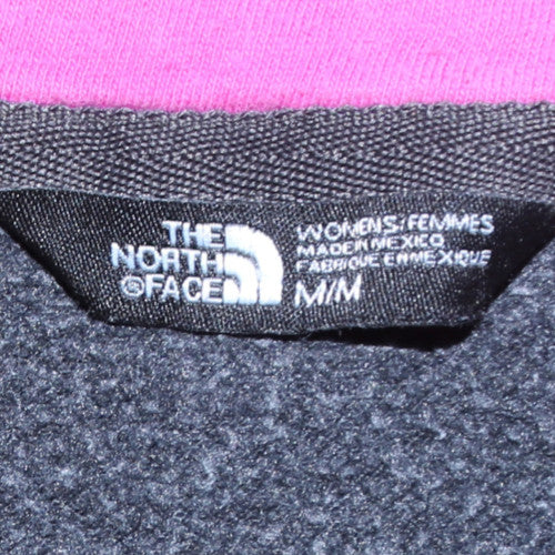 The North Face Womens Brown Full Zip Hoodie Medium Pink Logo Fleece