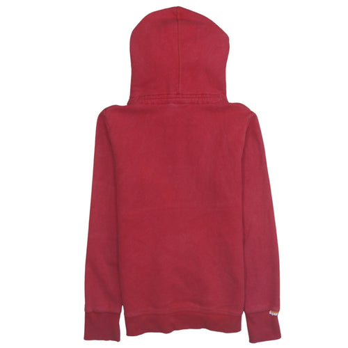 Superdry Men's Red Pullover Hoodie Size M Logo Fleece Sweatshirt