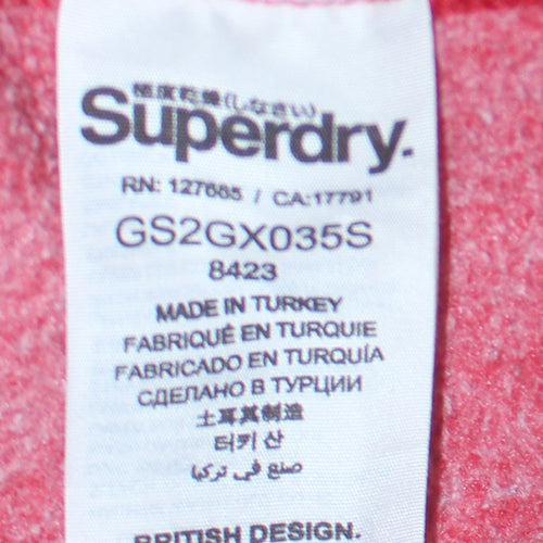 Superdry Men's Red Pullover Hoodie Size M Logo Fleece Sweatshirt