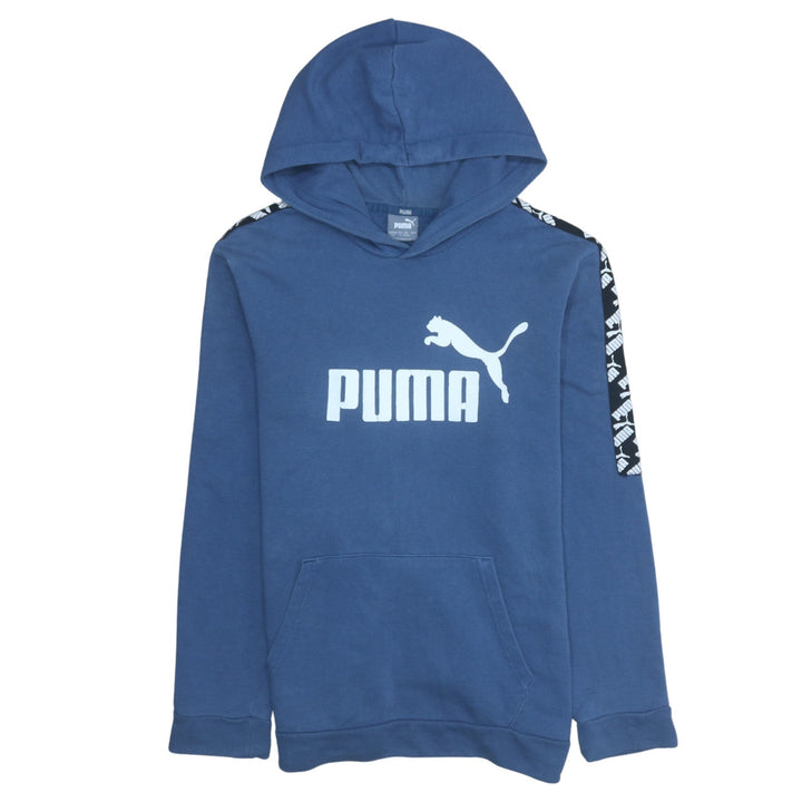 Puma Men Blue Pullover Hoodie L Graphic Logo Sportswear