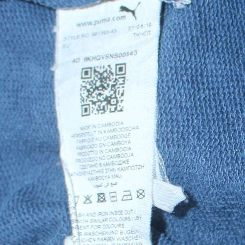 Puma Men Blue Pullover Hoodie L Graphic Logo Sportswear