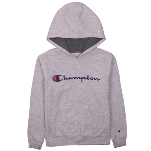 Champion Womens Grey Pullover Hoodie M Hooded Logo Sweatshirt