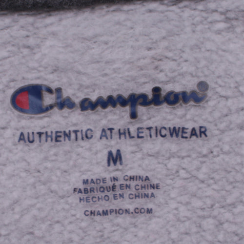 Champion Womens Grey Pullover Hoodie M Hooded Logo Sweatshirt