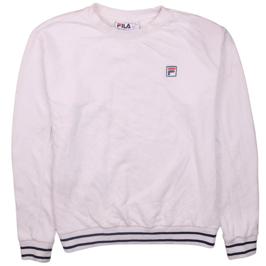 Fila Men's White Pullover Sweatshirt L Crew Neck Logo Athletic