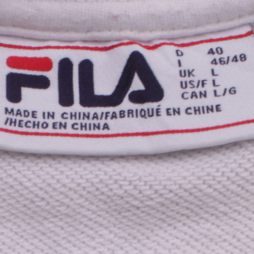 Fila Men's White Pullover Sweatshirt L Crew Neck Logo Athletic
