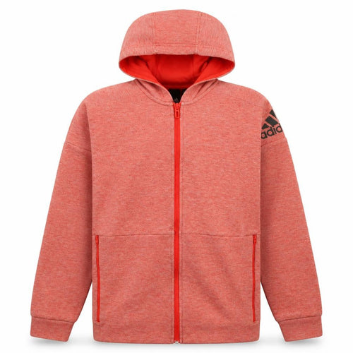 adidas Boys Red Full Zip Hoodie 13-14 Years Sports Logo Lightweight Top