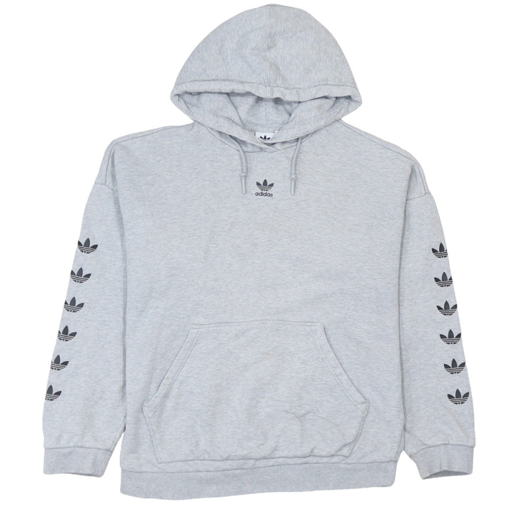 Adidas Women’s Grey Hooded Pullover Hoodie Size 12 with Logo Print