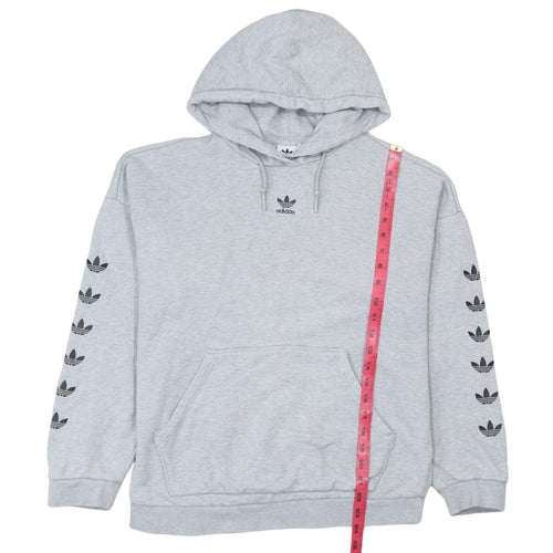 Adidas Women’s Grey Hooded Pullover Hoodie Size 12 with Logo Print