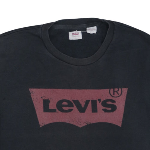 Levi's Men's Black Crew Neck Pullover Sweatshirt Size S Classic Logo
