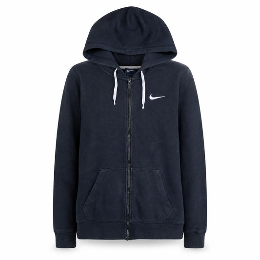 Front view of Nike Women's Black Full Zip Hoodie, size M, Cotton Blend Sportswear