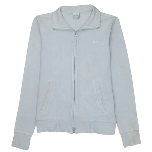 Nike Women Light Grey Full Zip Sweatshirt Size M Classic Fit