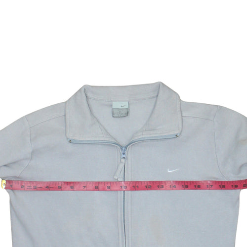 Nike Women Light Grey Full Zip Sweatshirt Size M Classic Fit