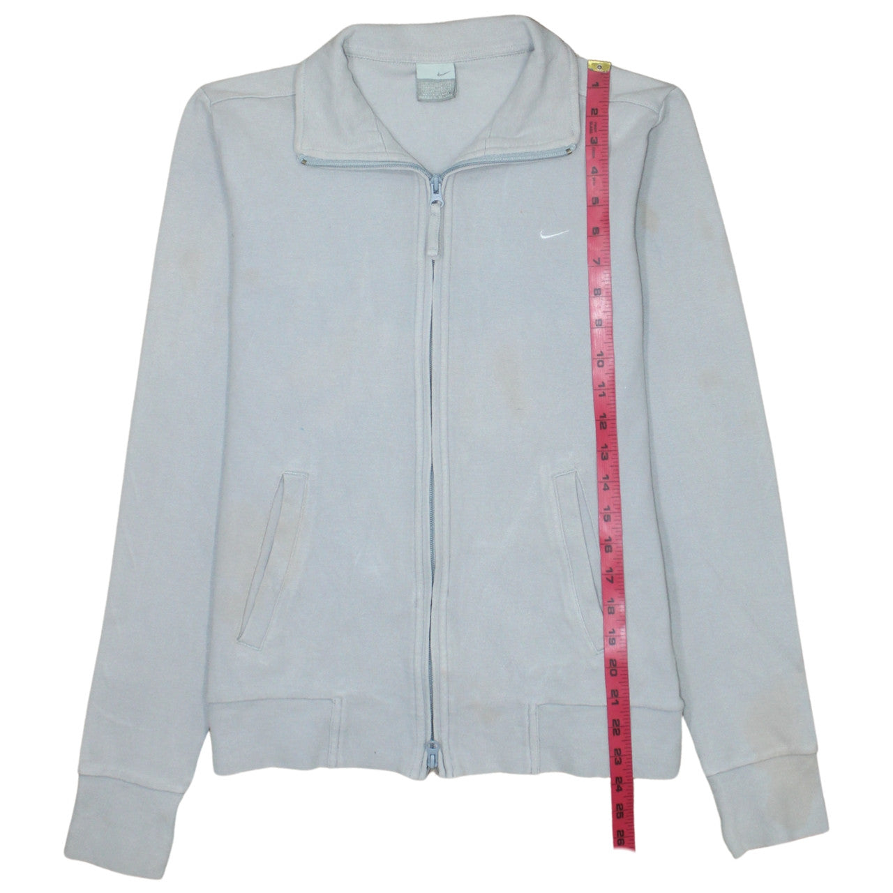 Nike Women Light Grey Full Zip Sweatshirt Size M Classic Fit