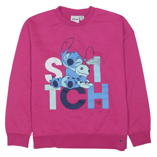 Disney Women Pink Stitch Sweatshirt Size M Graphic Pullover