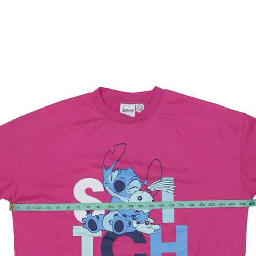 Disney Women Pink Stitch Sweatshirt Size M Graphic Pullover