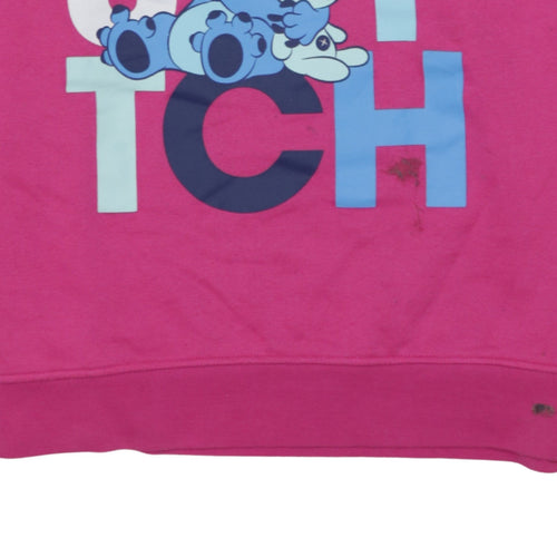 Disney Women Pink Stitch Sweatshirt Size M Graphic Pullover