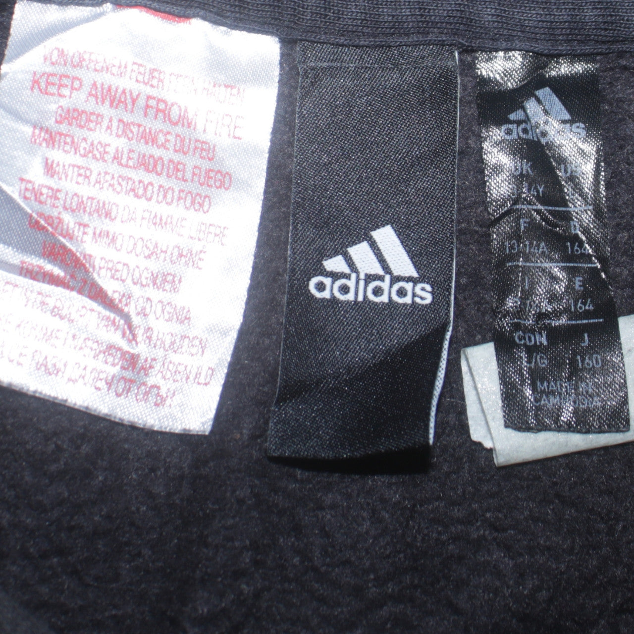 Adidas Teens Black Pullover Hoodie 164 Fleece Sportswear