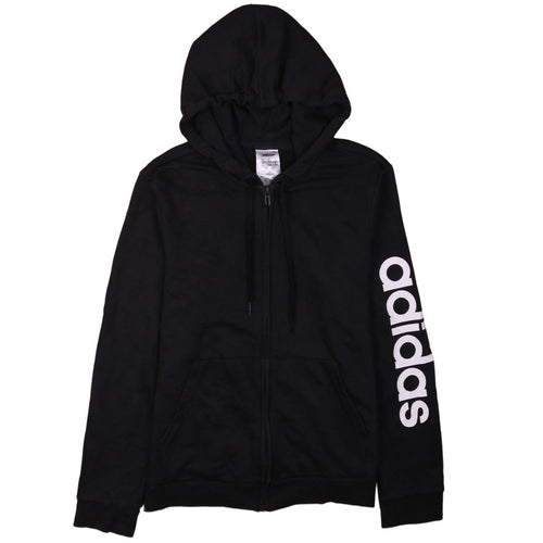 Adidas Women Black Full Zip Hoodie L 16-18 Hooded Sweatshirt