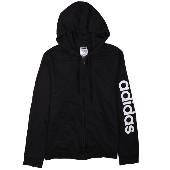 Adidas Women Black Full Zip Hoodie L 16-18 Hooded Sweatshirt