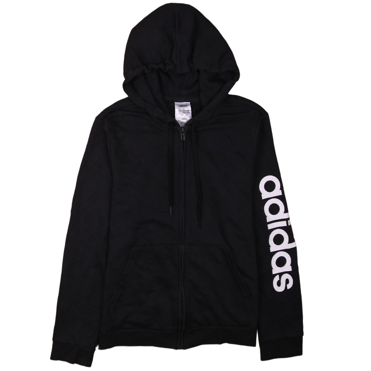Adidas Women Black Full Zip Hoodie L 16-18 Hooded Sweatshirt