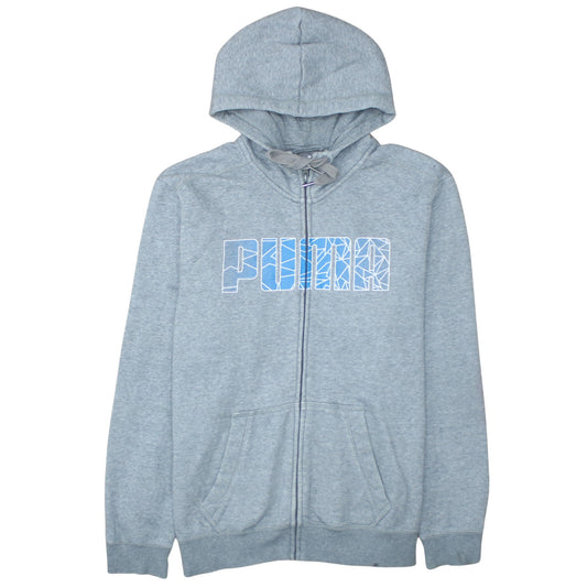 Puma Mens Grey Full Zip Hoodie Size L Sports Graphic Sweatshirt