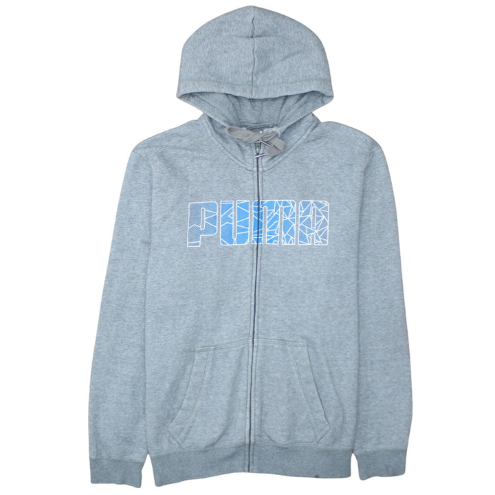 Puma Mens Grey Full Zip Hoodie Size L Sports Graphic Sweatshirt