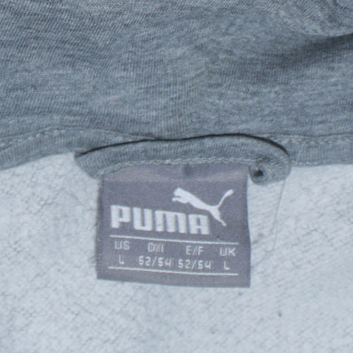 Puma Mens Grey Full Zip Hoodie Size L Sports Graphic Sweatshirt