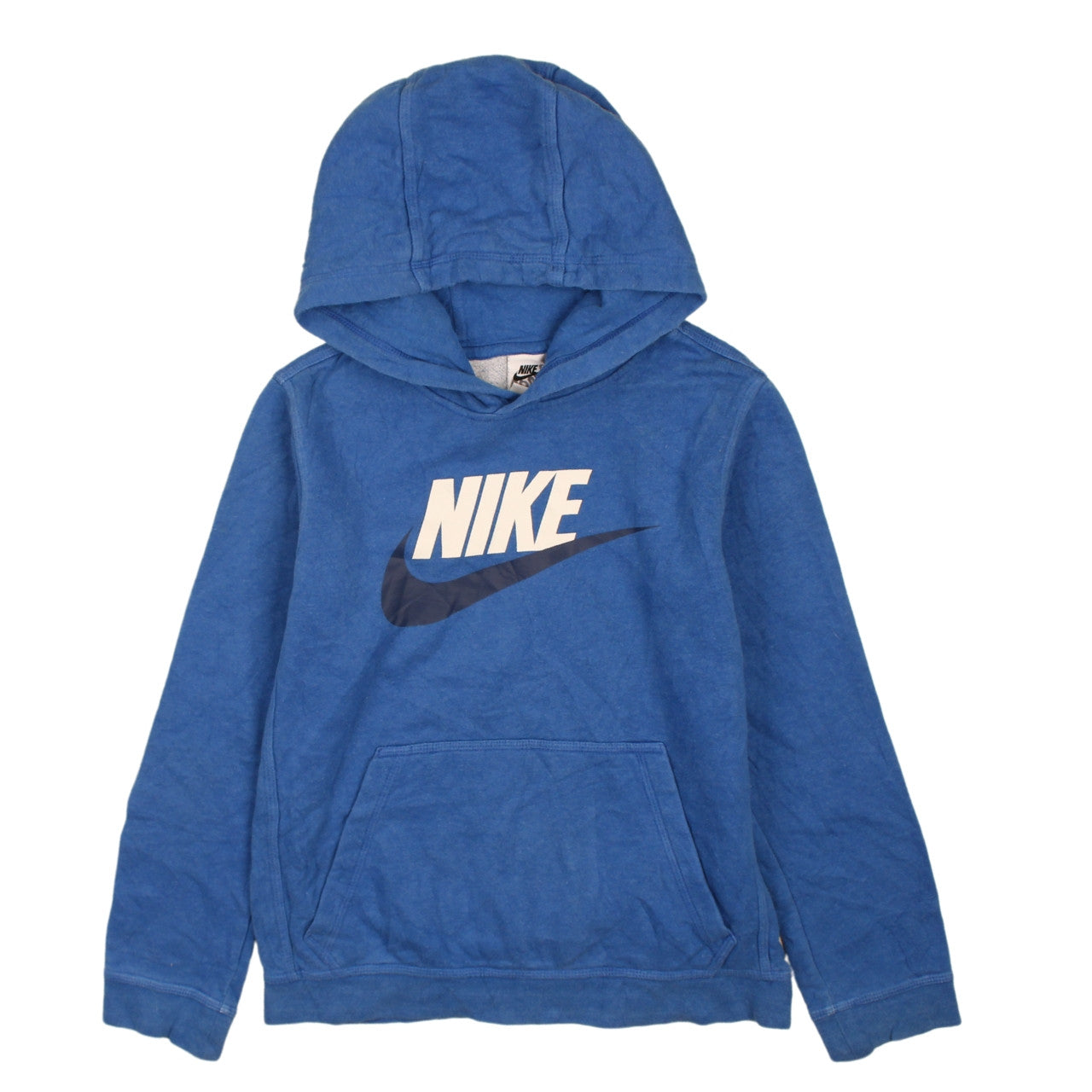 Nike Boys Blue Pullover Fleece Hoodie L Logo Sportswear