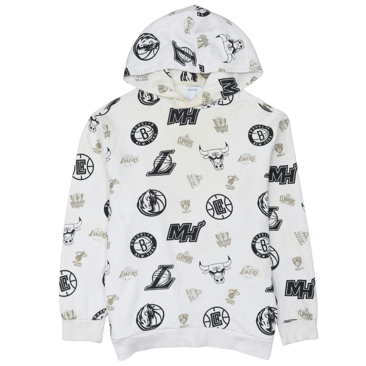 Bershka Men’s White NBA Pullover Hoodie Size S Graphic Print