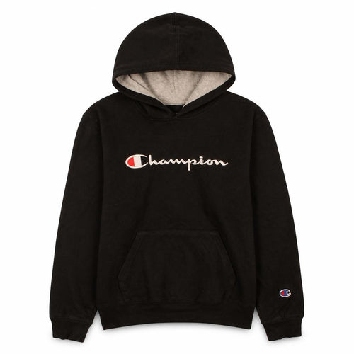 Champion Boys Black XL Pullover Hoodie Fleece Sweatshirt with Logo