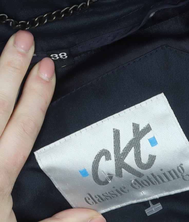 ckt Classic Clothing Women's Blue Belted Trench Coat Size 10
