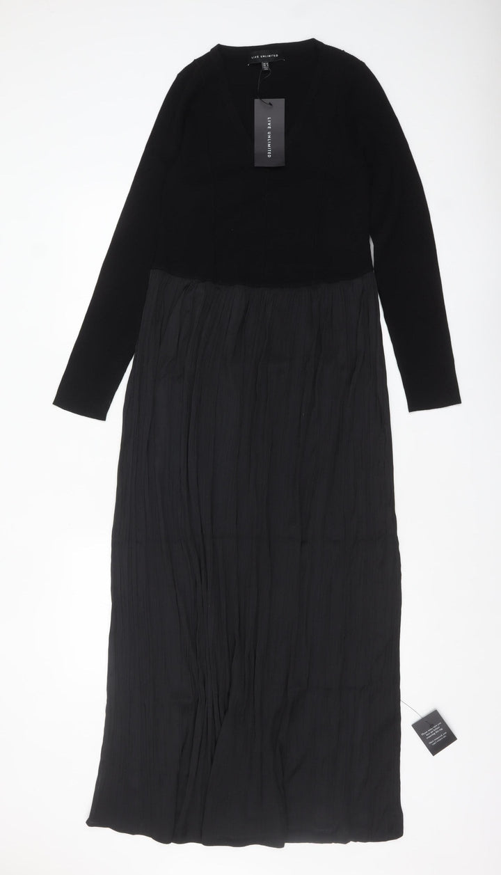 Live Unlimited Women’s Black Long Fit & Flare Dress UK 12