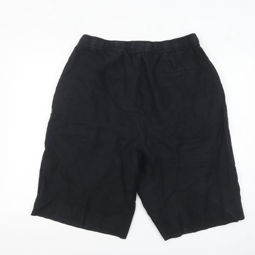 ZARA Men Black Linen Blend Drawstring Chino Shorts XL