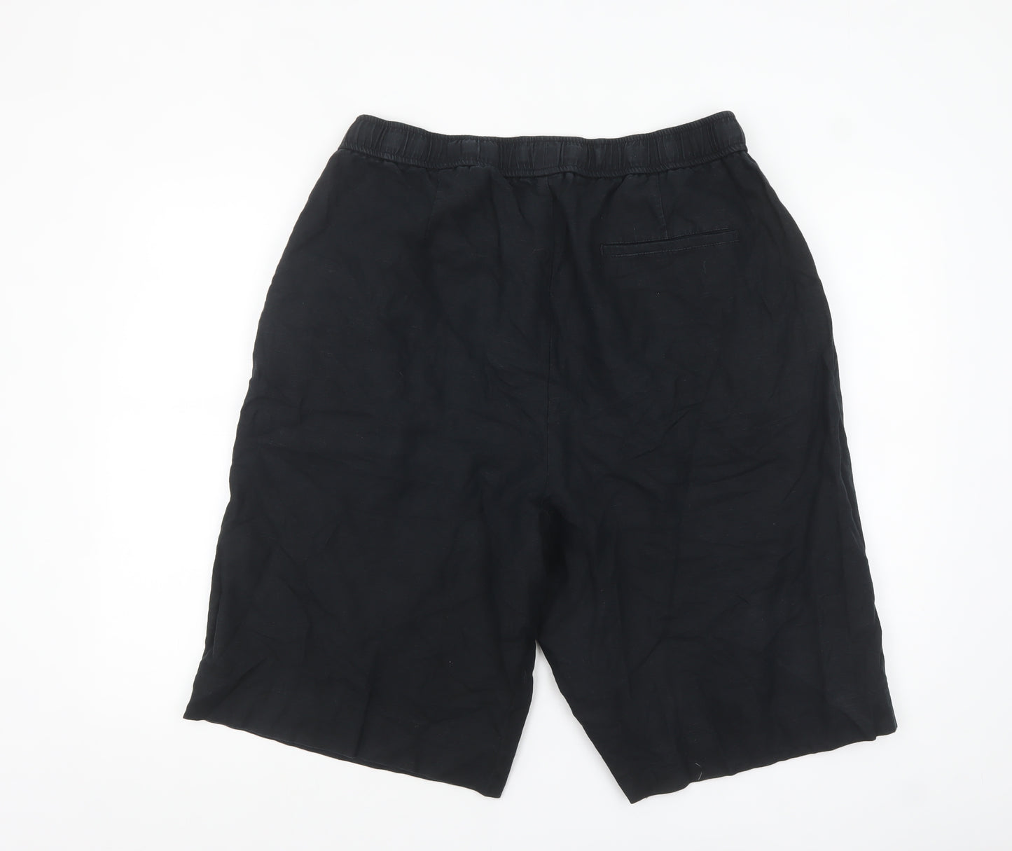 ZARA Men Black Linen Blend Drawstring Chino Shorts XL