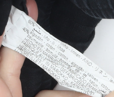 ZARA Men Black Linen Blend Drawstring Chino Shorts XL