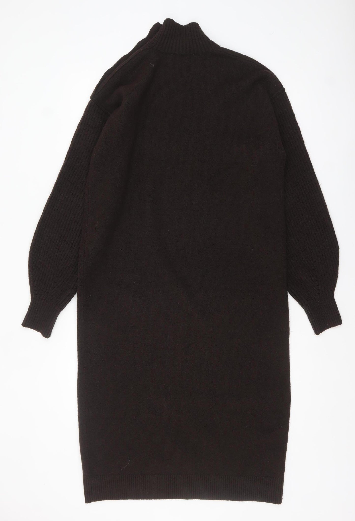 Next Women’s Black Jumper Dress Size S Wool Blend High Neck Button Detail