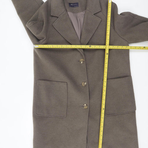Marks and Spencer Womens Brown Mid-Length Button Overcoat Size 14
