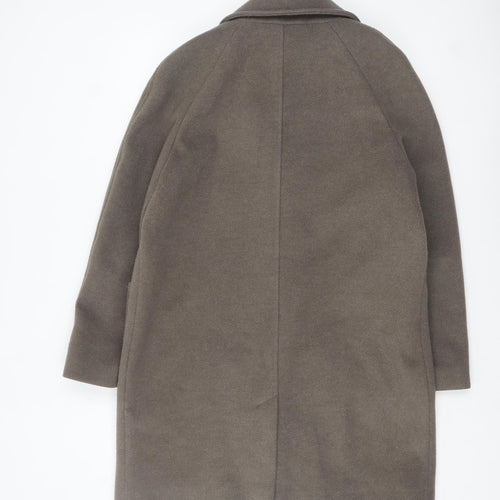 Marks and Spencer Womens Brown Mid-Length Button Overcoat Size 14
